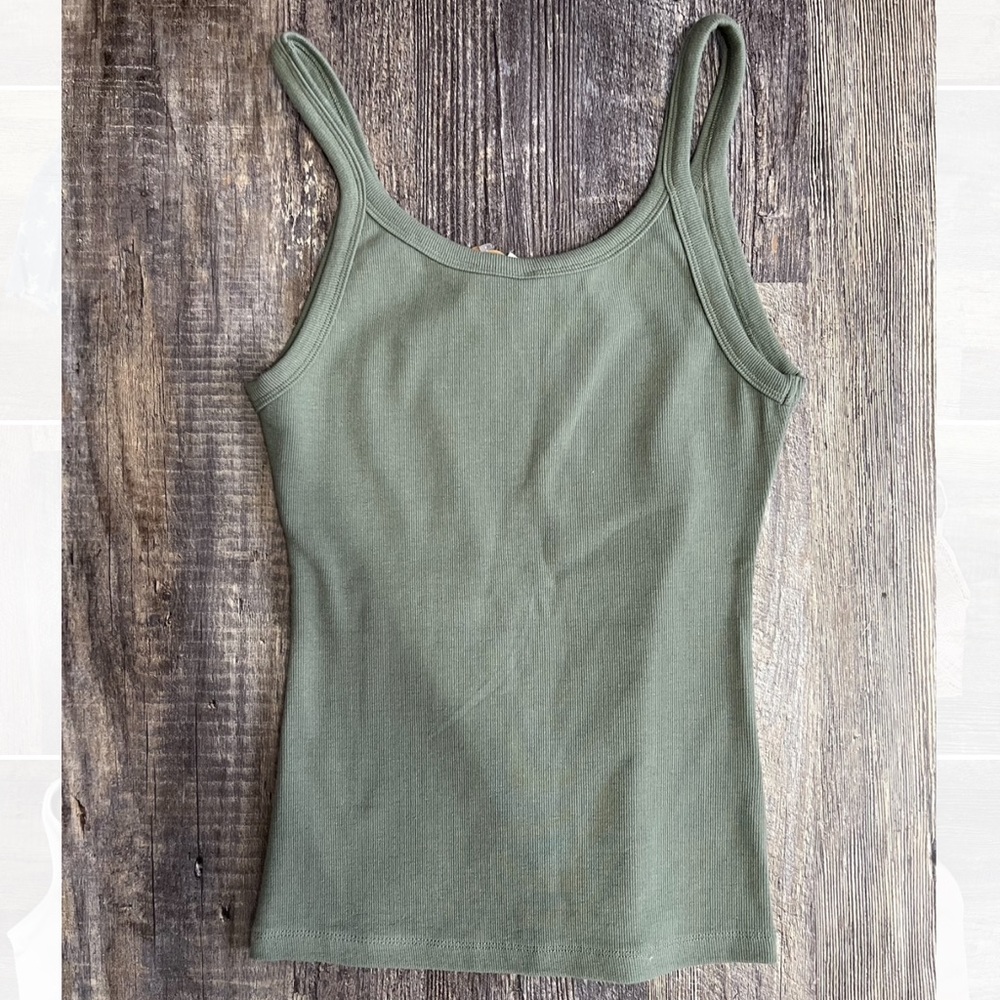 Olive Green Ribbed Tank